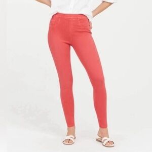 Spanx Pant Jean-ish Ankle Leggings Nantuket Red Large Stretch Pants Travel Pink